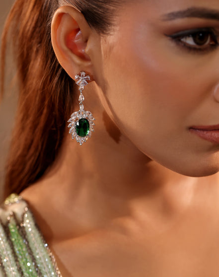 Emerald Halo Earrings