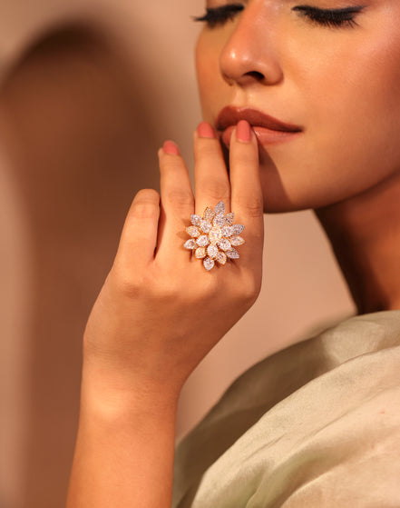 Golden Petal Bloom Ring