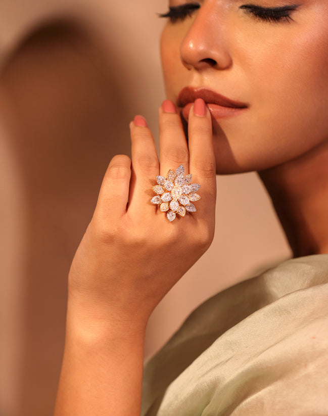 Golden Petal Bloom Ring